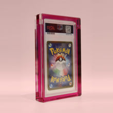 Rose Quartz Pink Card Guard from behind on a rose background, PSA label and cert number visible