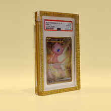 Royal Gold Card Guard at an angle on a gold background, showing the depth of the acrylic frame