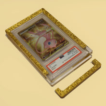 Royal Gold Card Guard shown open on a gold background with its removable lid bar