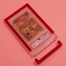 Ruby Red Card Guard shown open on a ruby background with its removable lid bar